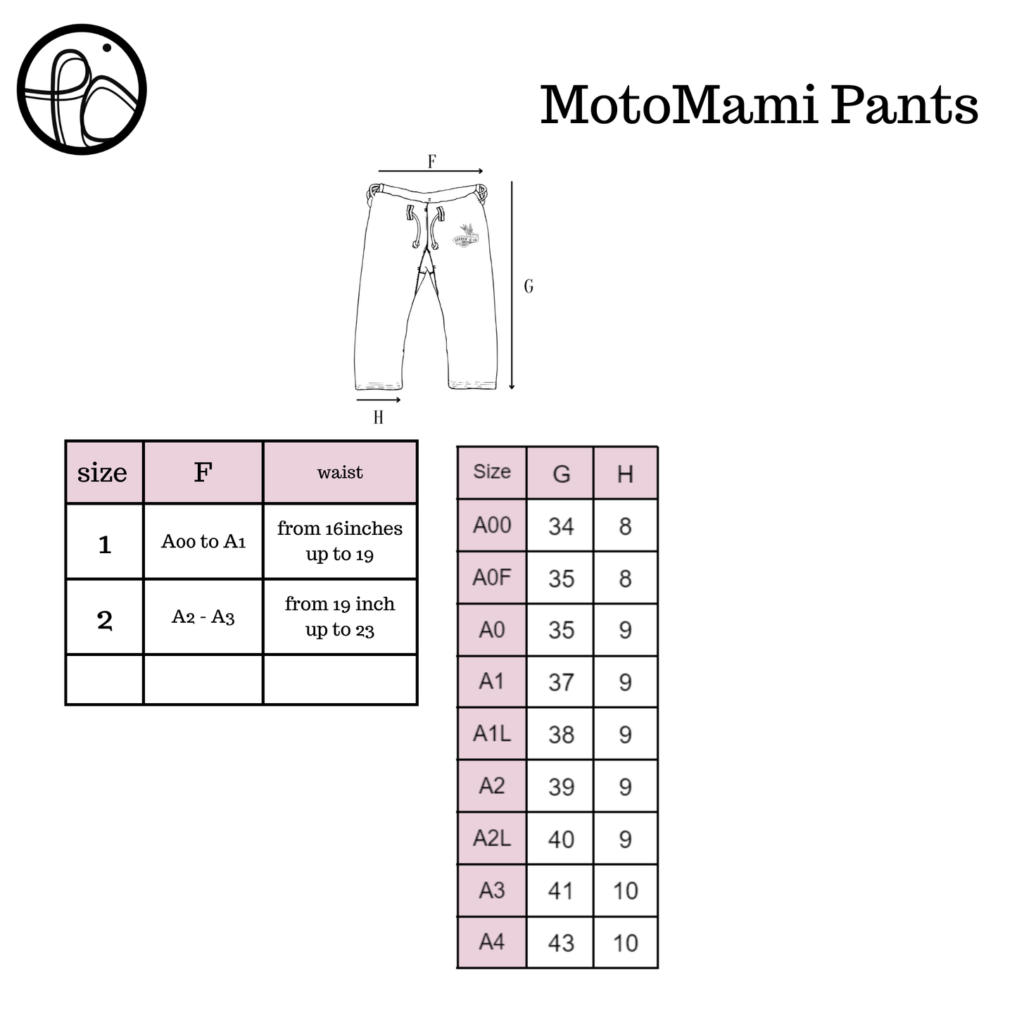 stretchy gi pants size chart