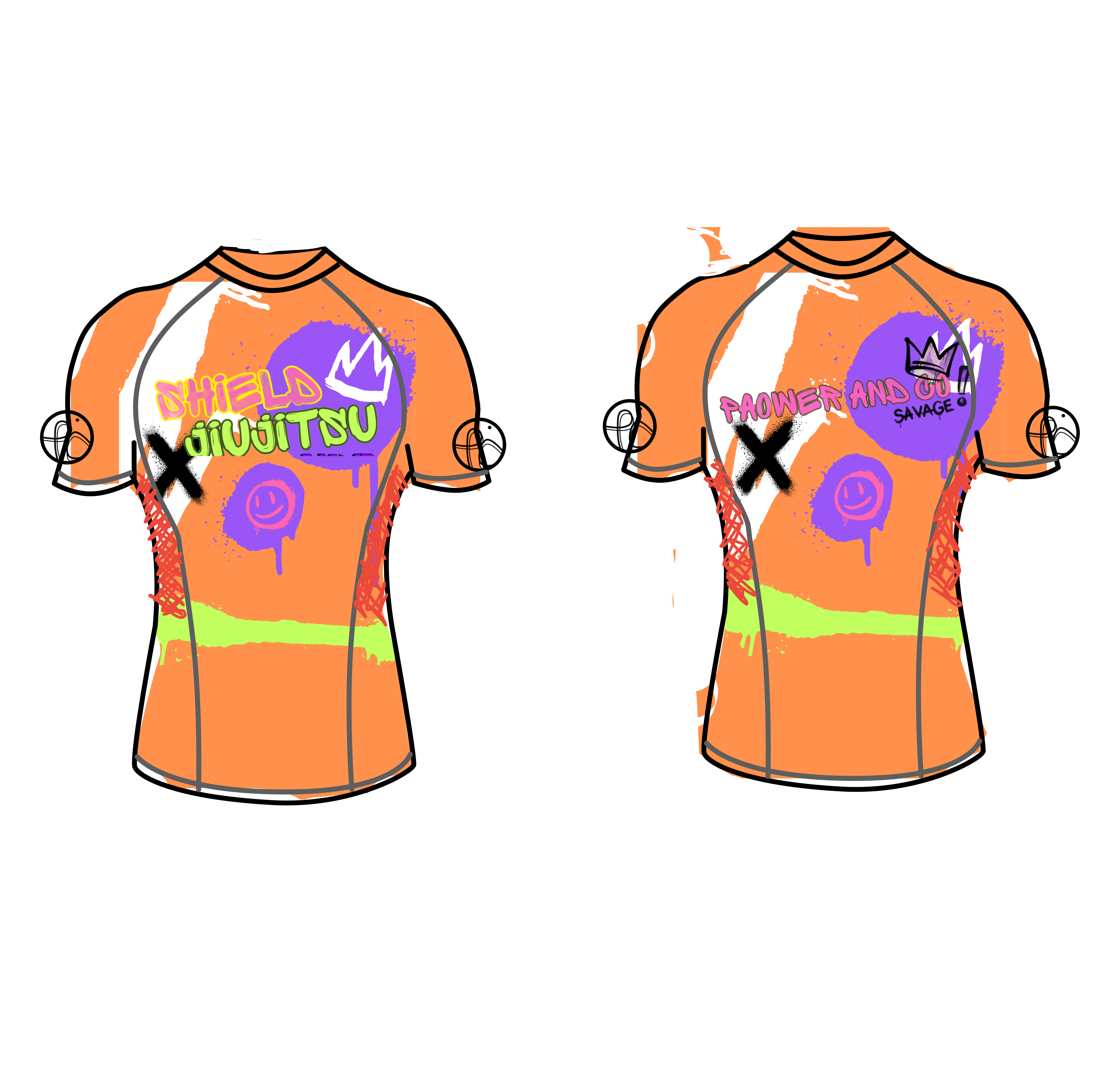 Shield BJJ ORANGE rashguard ADULTS – Paower and Co