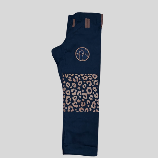 black gi pants with brown patterns  side view