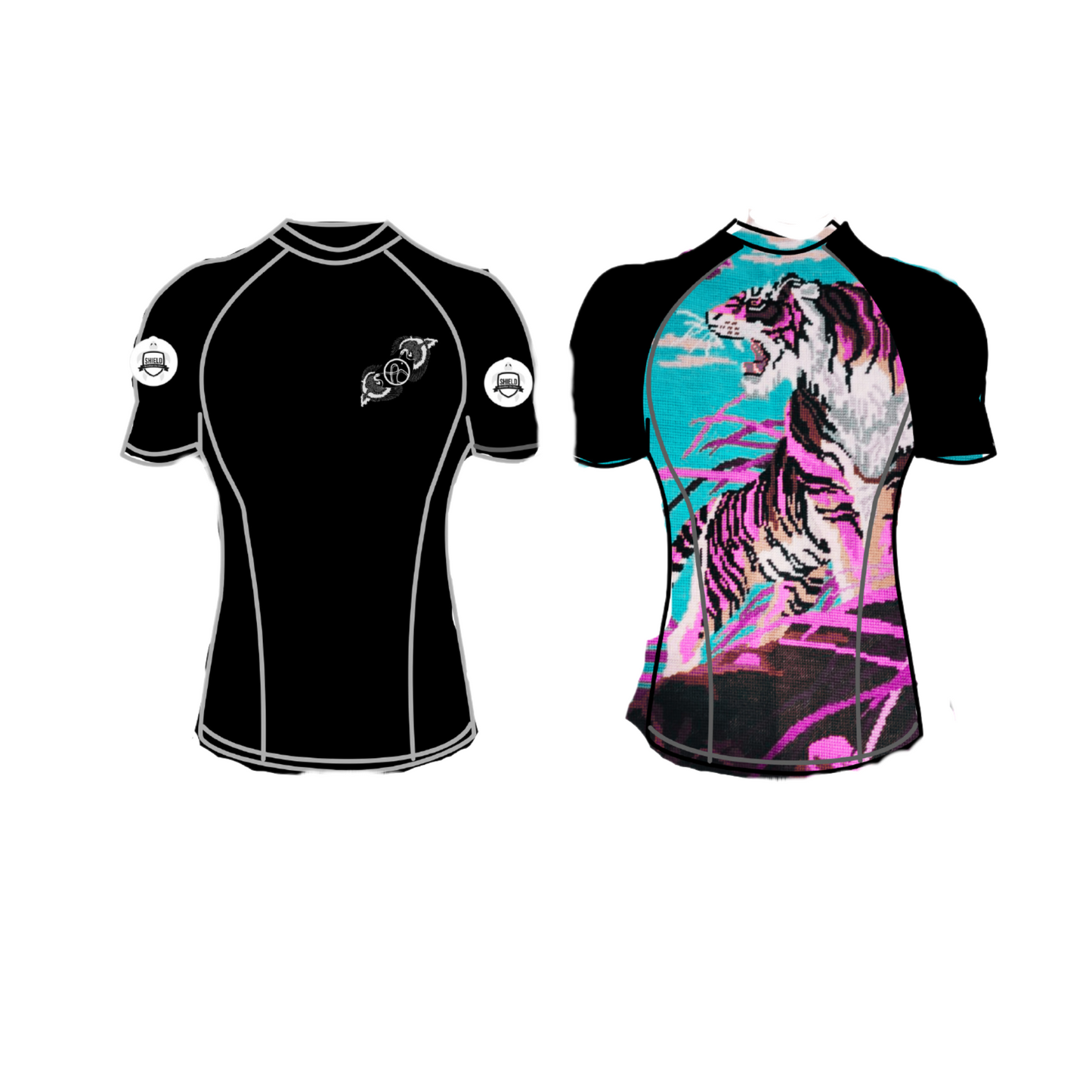 Shield BJJ Shorts Sleeve Rashguard tiger KIDS